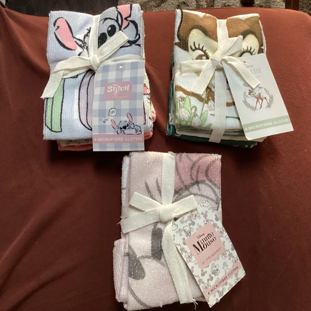 Disney Microfiber Cloths New with Tag 4 cloths per pack Total = 12 cloths